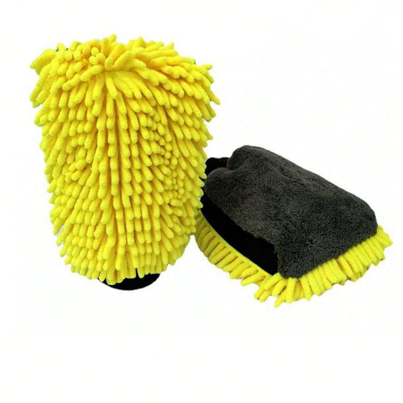 Gant Lavage Voiture - CarShineGlove™ - Jaune - Raffinement Auto